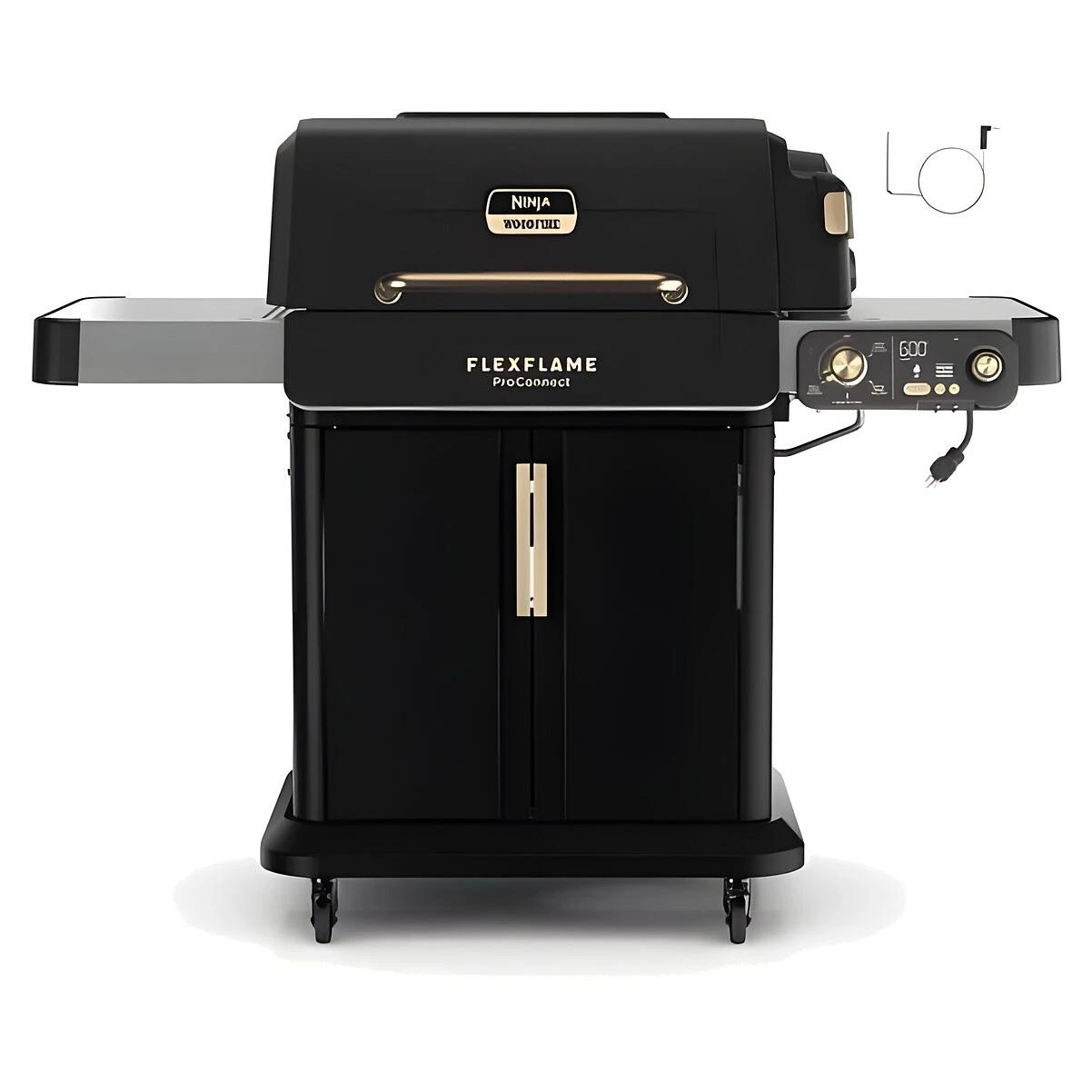 Ninja PG305AH FlexFlame 3-Burner Propane Grill & Smoker, 42K BTU, Black