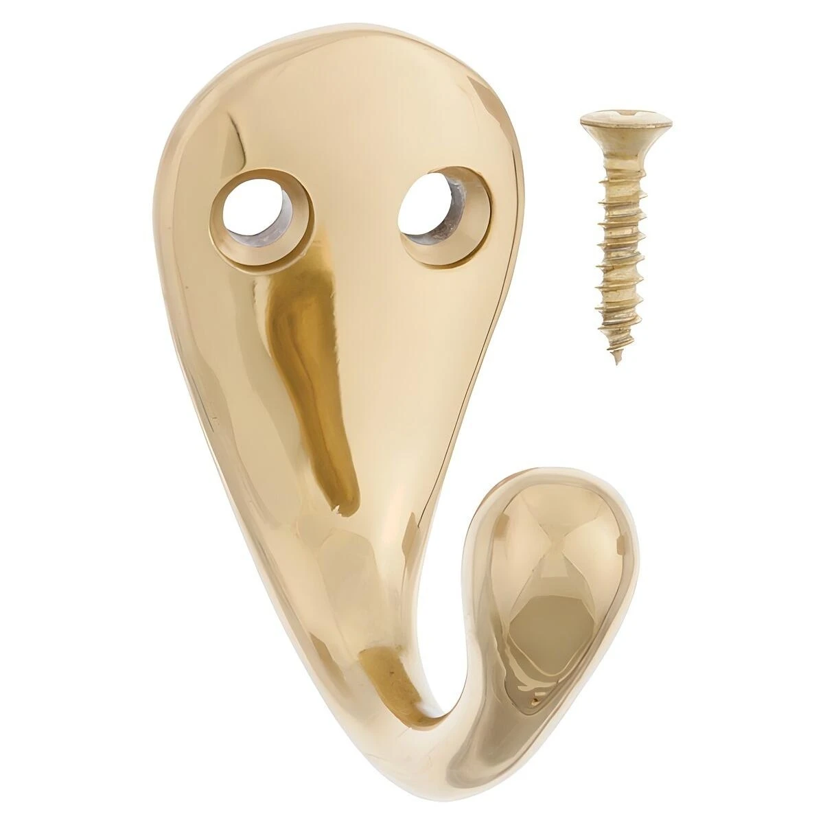 Ace 1-3/4 in. L Bright Brass Gold Brass Small Single Garment Hook 1 pk