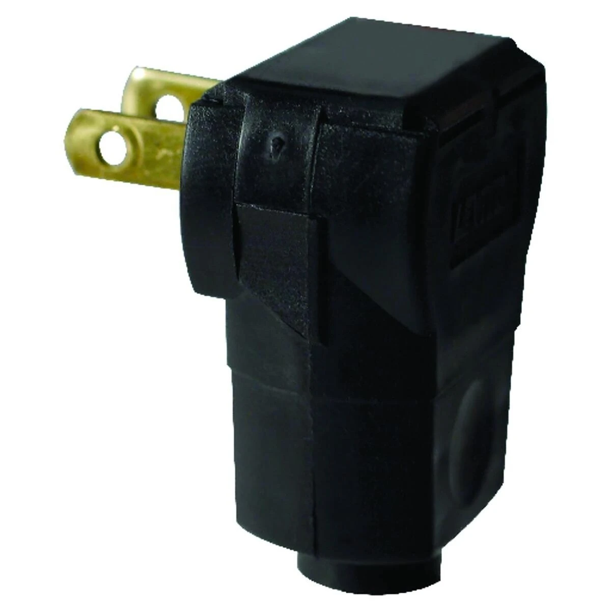 Leviton C25-101AN-00E Angle Cord Plug, 15A 125V 2-Pole 2-Wire, Black
