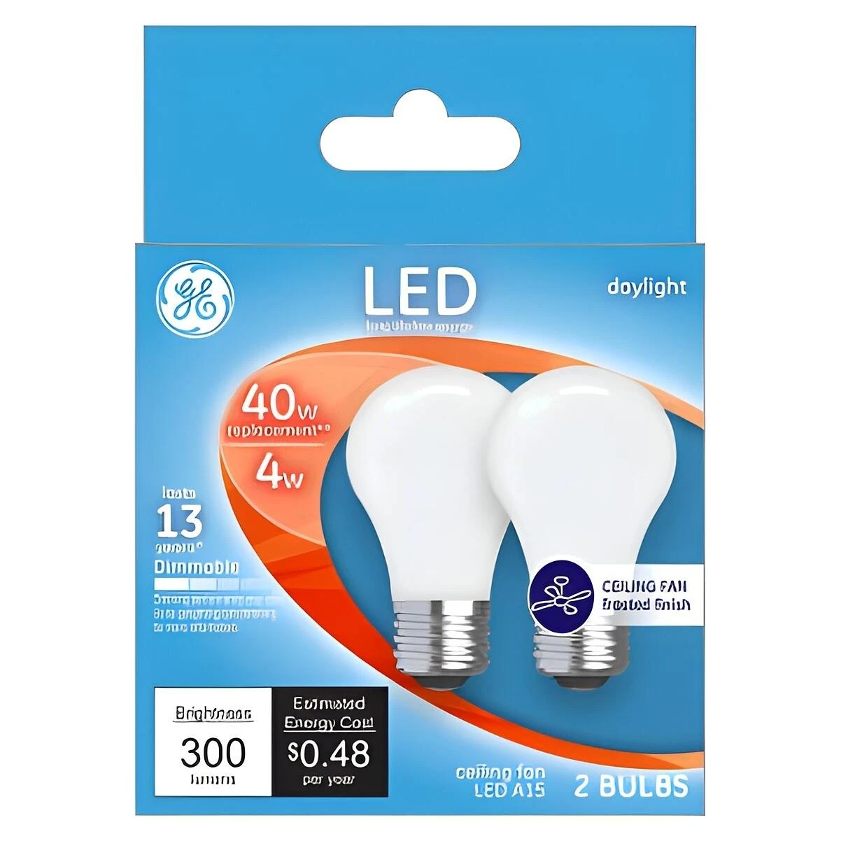GE Industrial Solutions 28392 LED Bulb, General Purpose, 300 Lumens, 4 W, A15 Lamp, E26 Lamp Base, Dimmable, Frosted GE Industrial Solutions 28392 LED Bulb, General Purpose, 300 Lumens, 4 W, A15 Lamp, E26 Lamp Base, Dimmable, Frosted