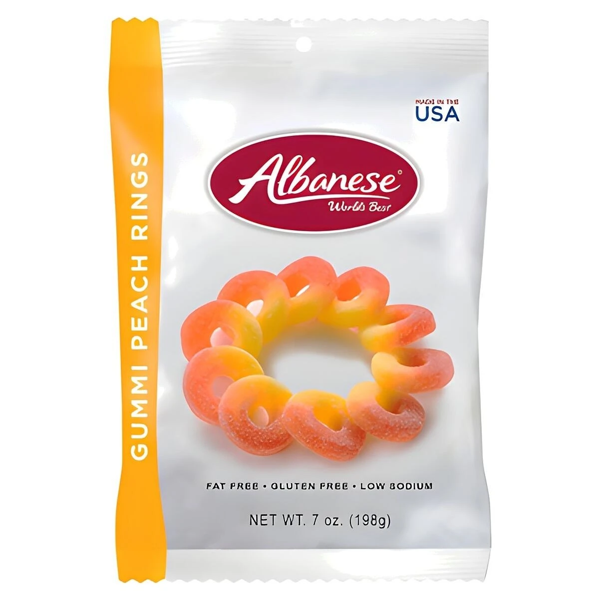 Gummi Rings, Peach, 7-oz.