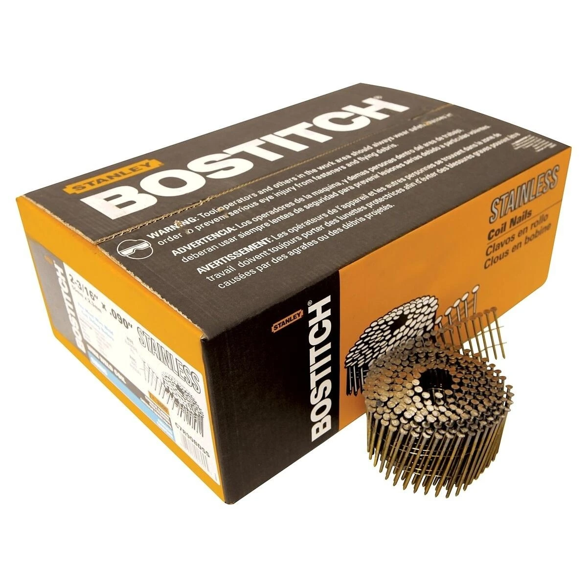 Bostitch 2-3/16" X 11 Ga. Wire Coil Stainless Steel Siding Nails 15 deg 3600pk