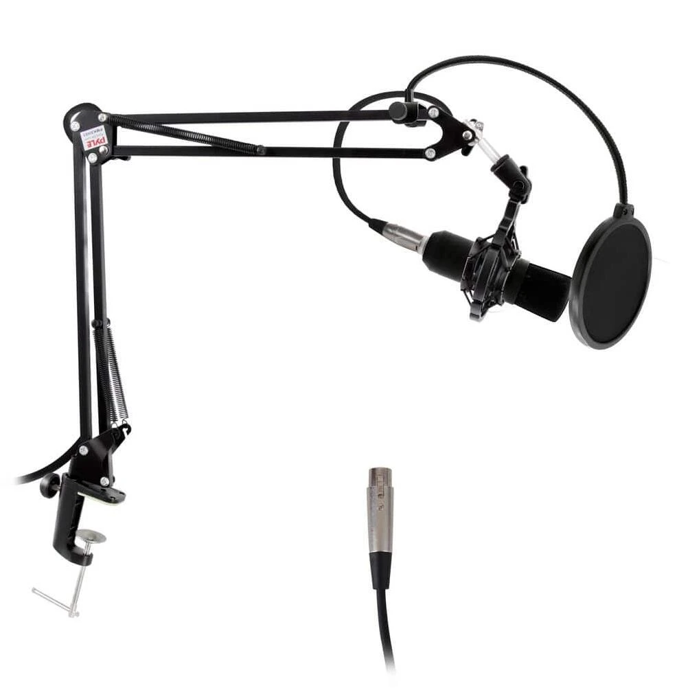 Pyle Adjustable Table Clamp Microphone Mount – Ideal for Studio, Podcast & Streaming