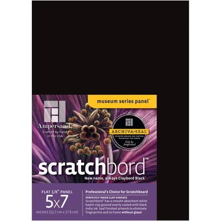 Amper Black Scratchboard 5×7 – 3‑Pack Professional Artist Pads