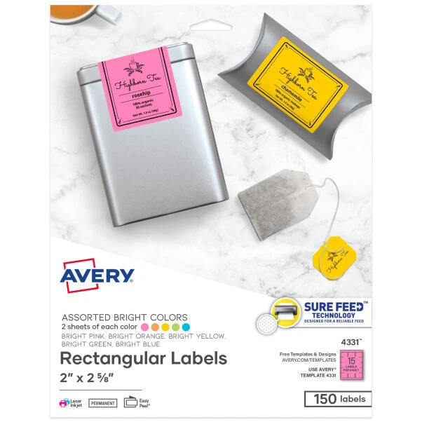 Avery Assorted Bright Labels – 150 Vibrant Office Stickers