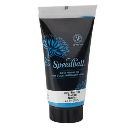 Water‑Soluble Block Print Ink – 2.5 oz Fluorescent Blue