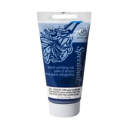 Vibrant Cyan Water‑Based Block Print Ink – 2.5 oz