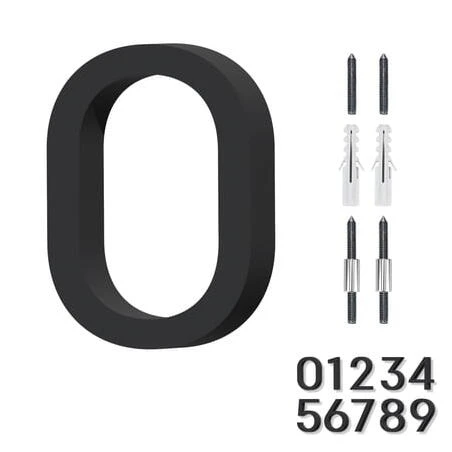 Black House Number Block 0‑6″