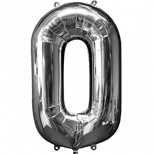 Large Silver Number 0 Foil Balloon – Premium Party Decoration
