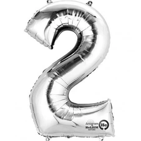 Silver Large Number 2 Foil Balloon