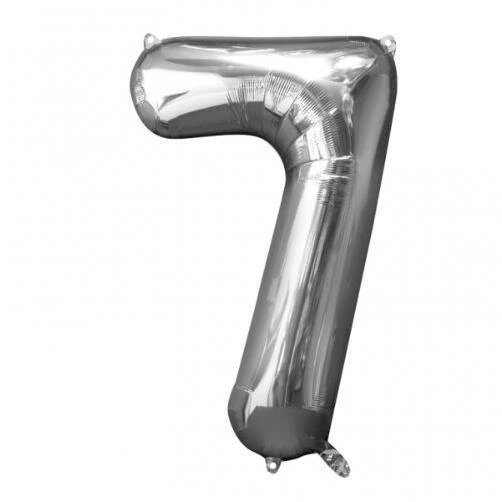 Silver Large Number 7 Foil Balloon