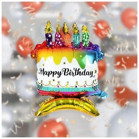 Fl Balloon Birthday Cake 18" Celebration