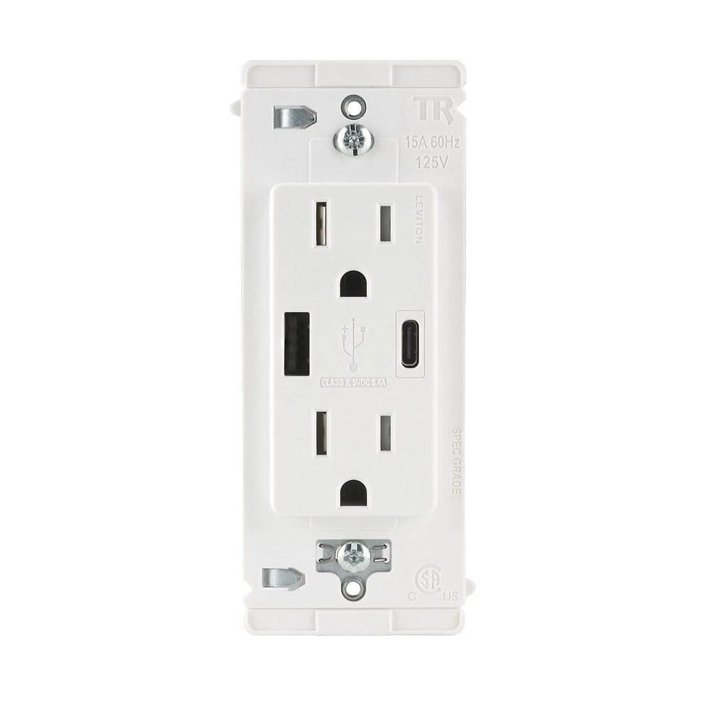 Dual USB Type‑A & Type‑C Power Outlet – Duplex Wall Socket