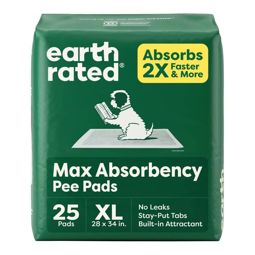 Earth Rated XL Large Dog Pee Pads – 25 Ultra‑Absorbent Training Mats