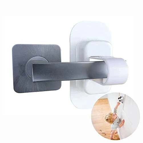 Adhesive Lever‑Style Door Lock – No‑Drill Easy‑Fit Security