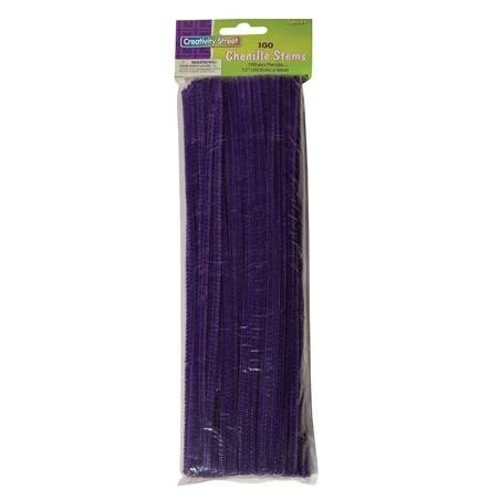 Purple Chenille Stems – Regular Size, 100‑Count Pack – Ideal for Floral Arrangements & DIY Crafts