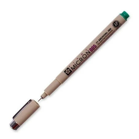 Pigma Micron 0.20 mm Green Fine‑Line Archival Ink Pen – Precision Drawing Tool
