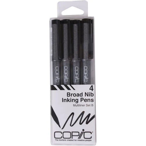 Multiline Broad‑Tip Marker Set – 4‑Piece Black Ink Drawing Pens