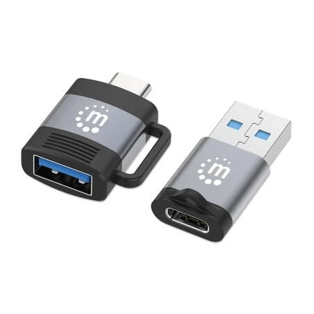 Manhattan Dual‑Pack USB‑C to USB‑A Adapter – Fast Charging & Data Transfer