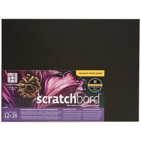 Amper Black Scratchboard Panel 12x16 – Premium Art Surface