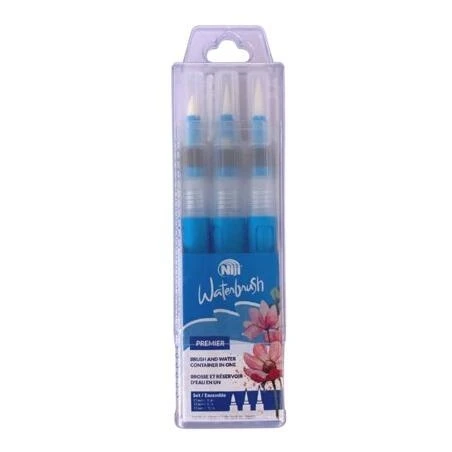 Niji Premier Waterbrush Set – 3 Professional Watercolor Brush Pens