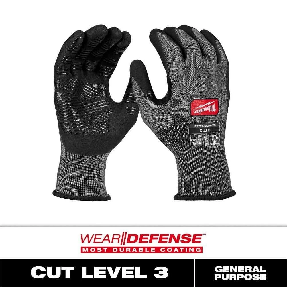 Heavy‑Duty Black Level 3 Work Gloves – Large (L)