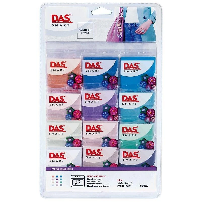 Pastel Polymer Clay Set – 12 Vibrant DAS Smart Clay Colors for DIY Crafts