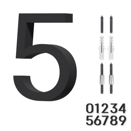 5‑6" Black Block‑Style House Number Sign – Weather‑Resistant Outdoor Address Plaque