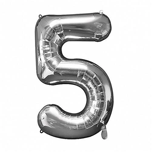 Large Silver Number 5 Foil Balloon – Ideal for Birthdays & Milestones