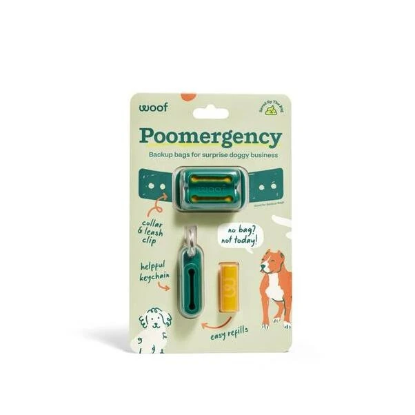 Woof Dog Poo Emergency Green Disposable Waste Bags – 30 Count