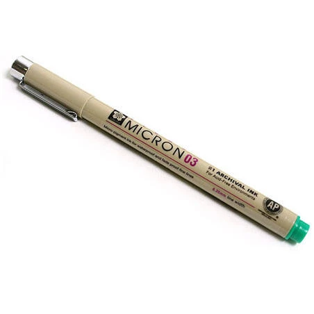 Pigma Micron Green Ink Pen – 0.35 mm Ultra‑Fine Technical Drawing Tool