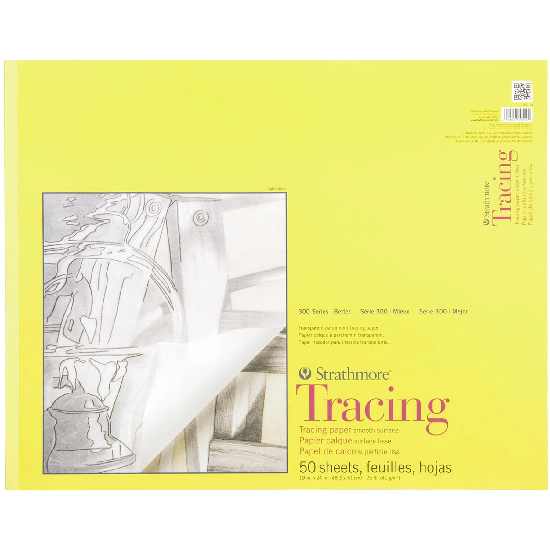 Strath 300 Tracing Paper – 19×24 in, 50 Sheets, Premium Drafting Pad