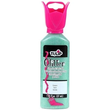 Tulip Green Glitter Fabric Paint – Vibrant Textile Color for DIY Projects