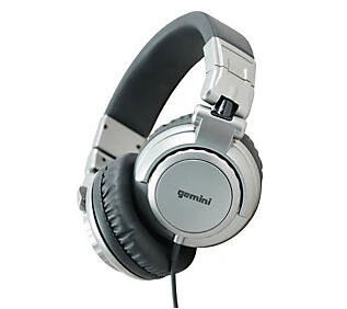 Gemini DJ Over‑Ear Headphones – Silver & Black Professional Studio & Club Sound