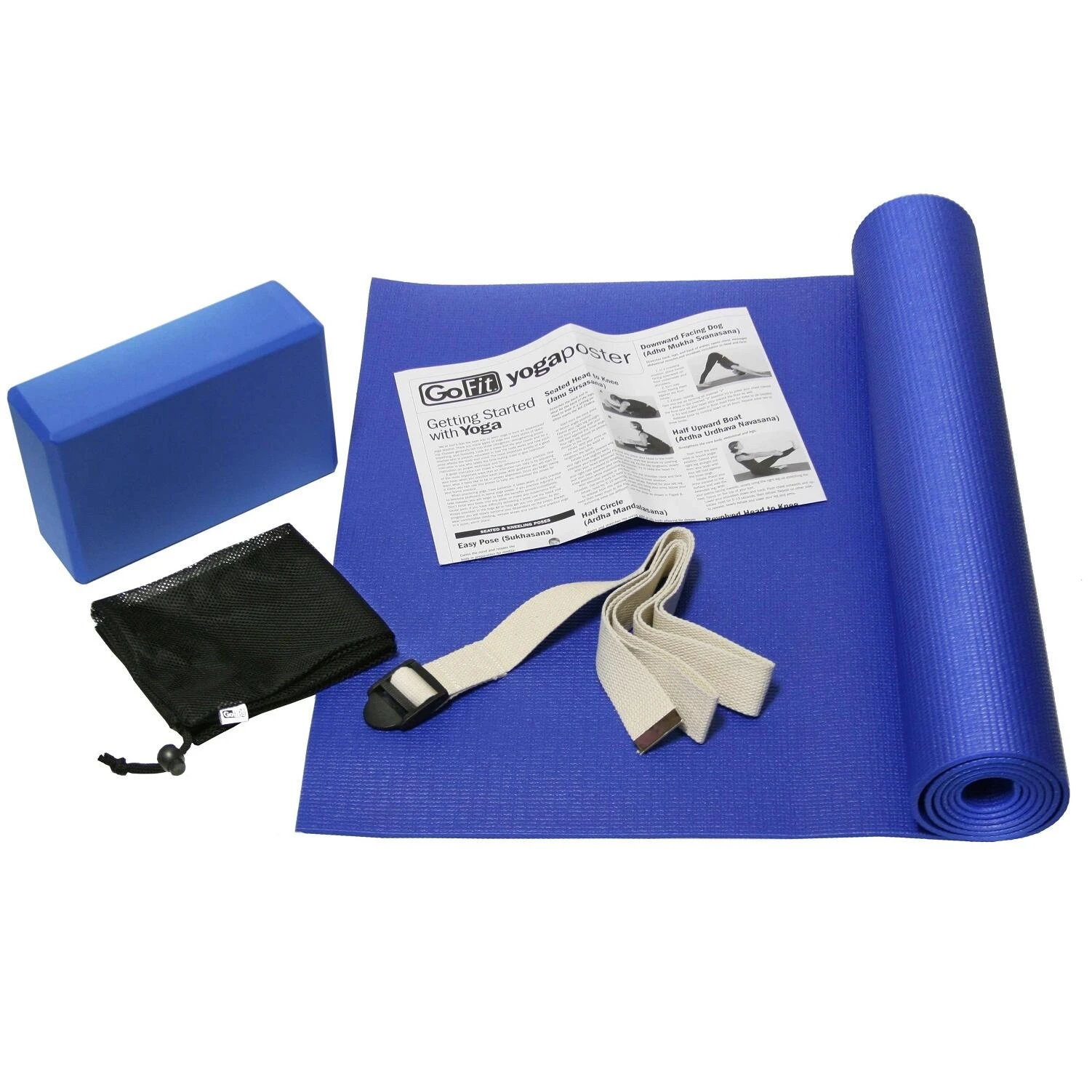 Gofit All‑In‑One Yoga Essentials Kit – Mat, Blocks, Strap & Carry Bag