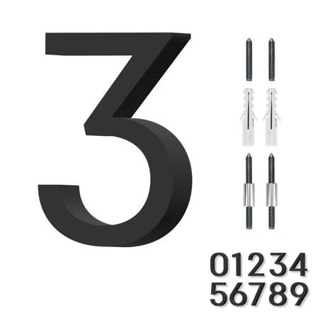 Black 6‑Inch 3‑Digit House Number Sign – Durable Outdoor Address Plaque