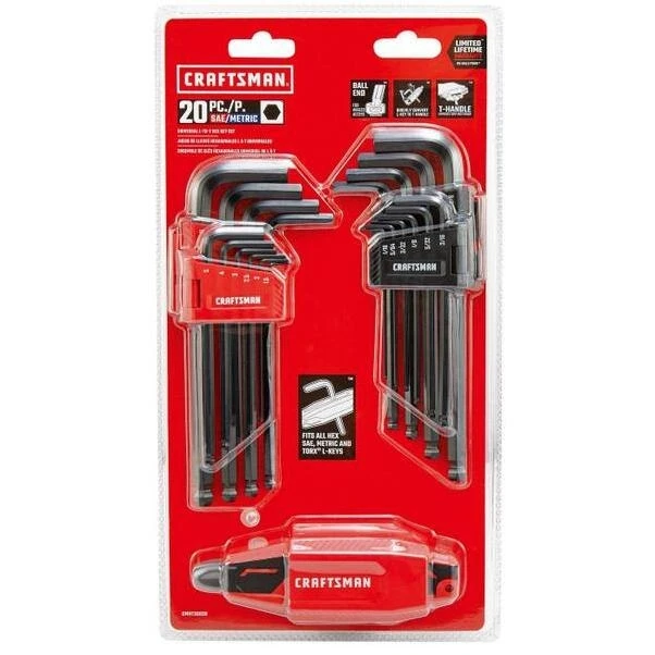 20‑Piece T‑Handle Hex Key Set – Precision Metric & SAE Screwdriver Kit