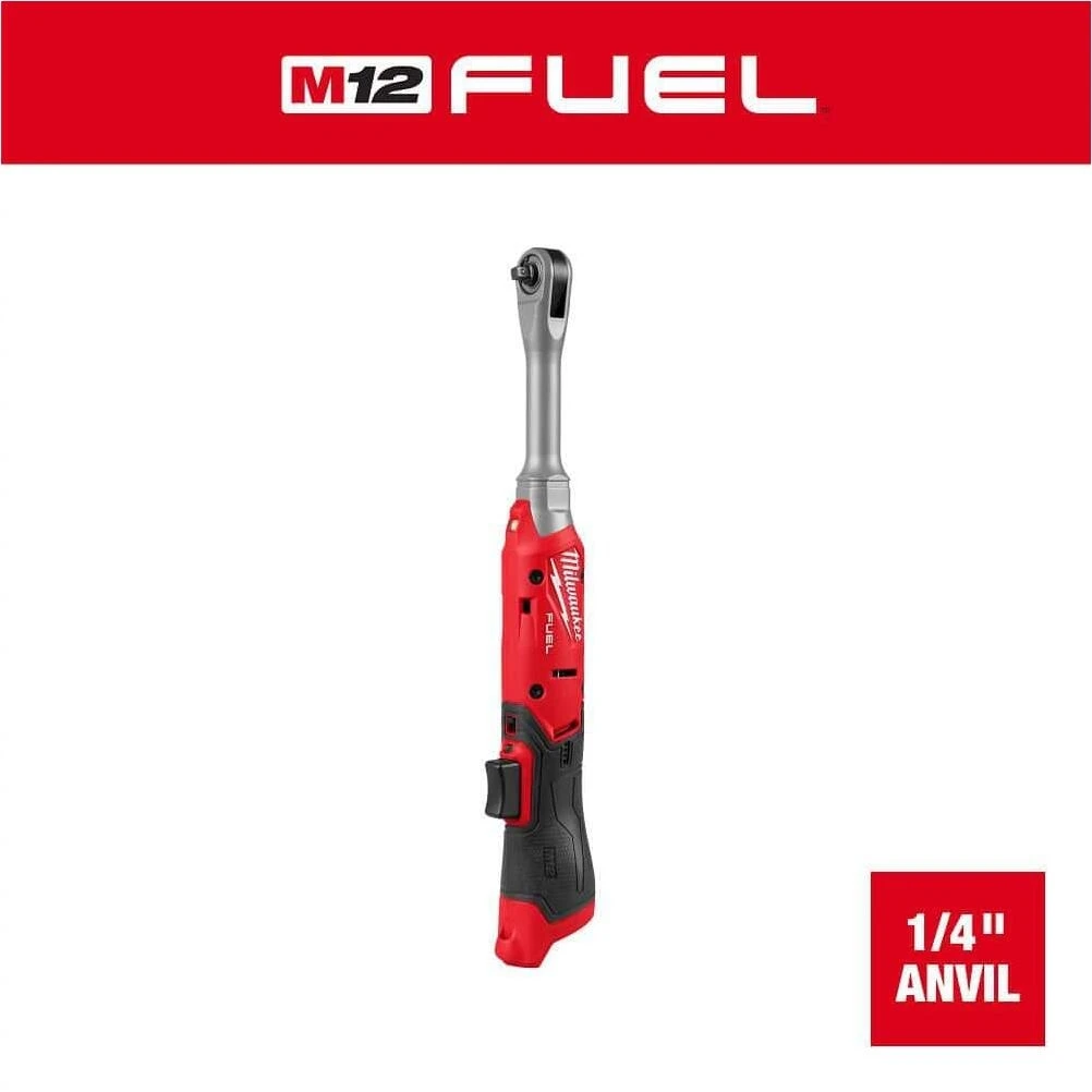 Milwaukee M12 FUEL 1/4" Extended Reach Cordless Ratchet – Compact Power for Tight Spaces