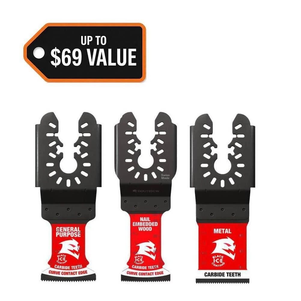 Diablo AMPED Universal Carbide Oscillating Blade Set – 3‑Piece Demo & Steel Demon