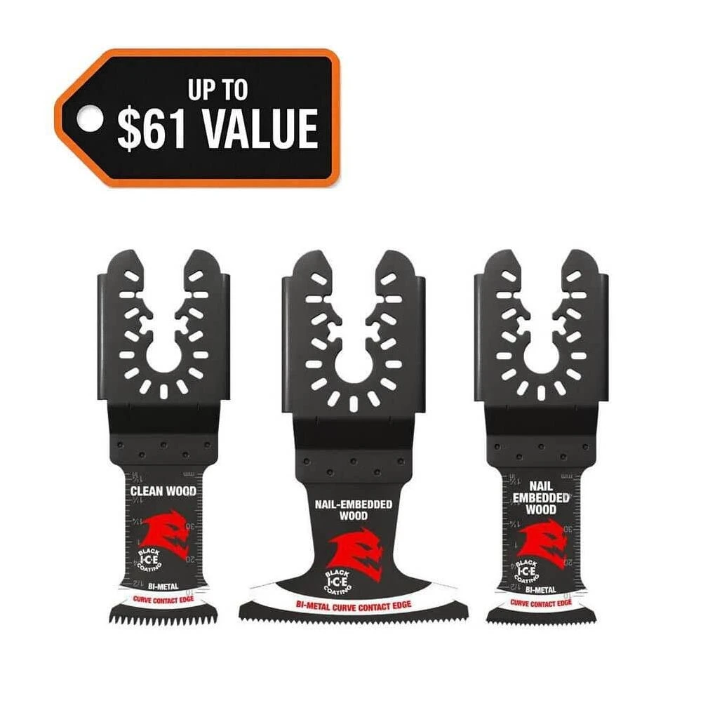 Diablo Demo Demon 3‑Piece Bi‑Metal Oscillating Blade Set – Universal Fit for Multi‑Material Cutting