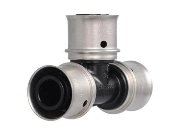 SharkBite 1/2" PEX Press Poly Tee – Fast‑Connect Stainless Steel Sleeve Fitting