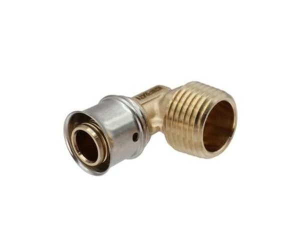 SharkBite 1/2-in x 1/2-in MNPT Brass Press Adapter Elbow for PEX