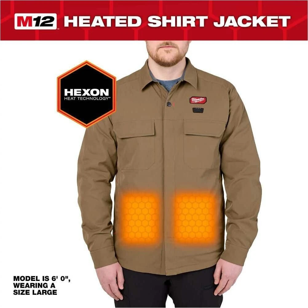 Milwaukee M12 Heated Work Shirt – 2XL Khaki, All‑Day Warmth