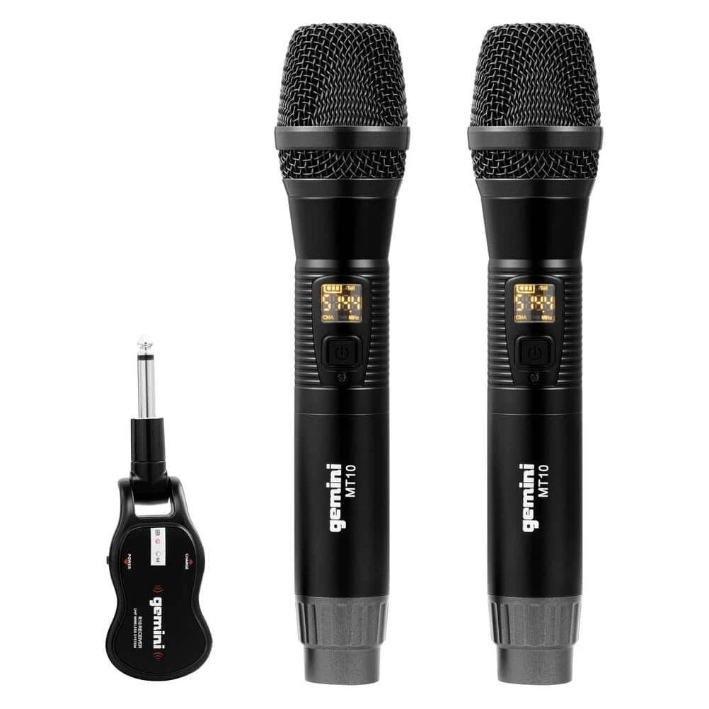 Gemini Dual‑Channel UHF Wireless Microphone System – Professional 2‑Mic Kit