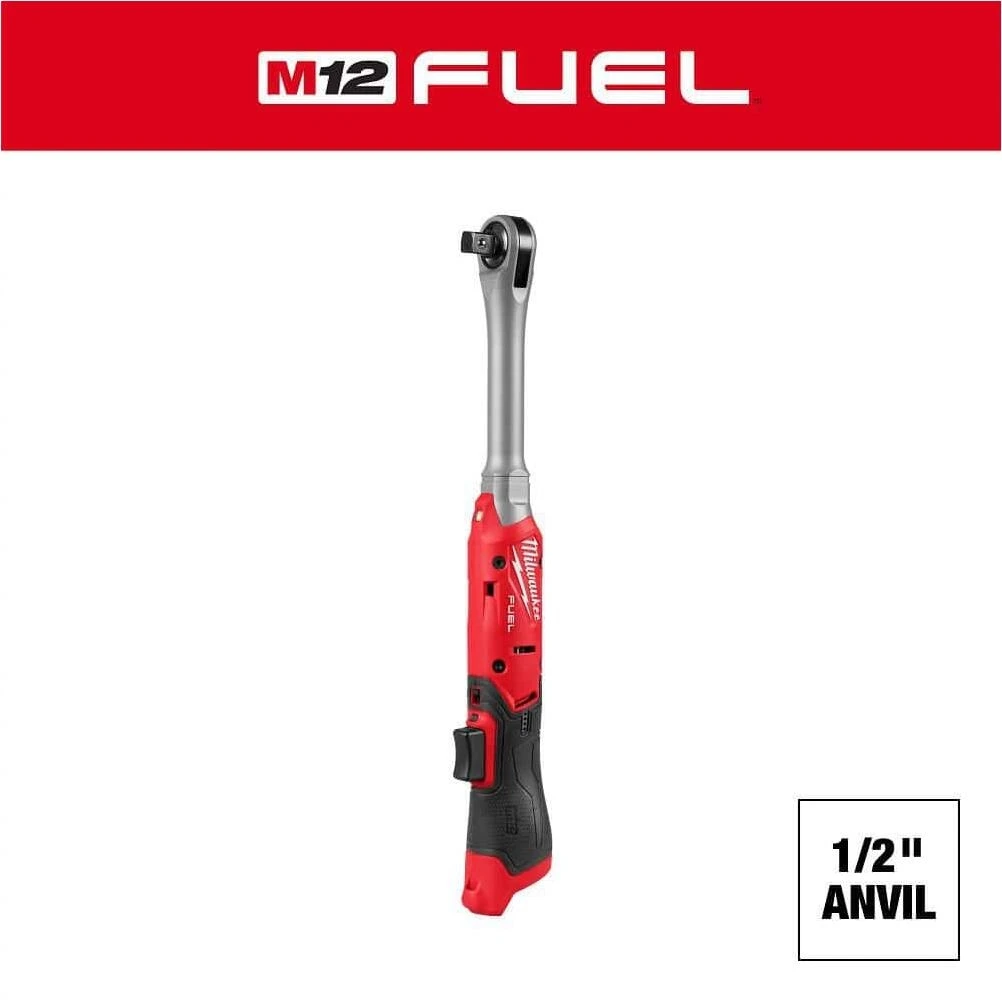 Milwaukee M12 FUEL 1/2" Extended Reach Cordless Ratchet – 80 ft‑lb Torque, Brushless Power