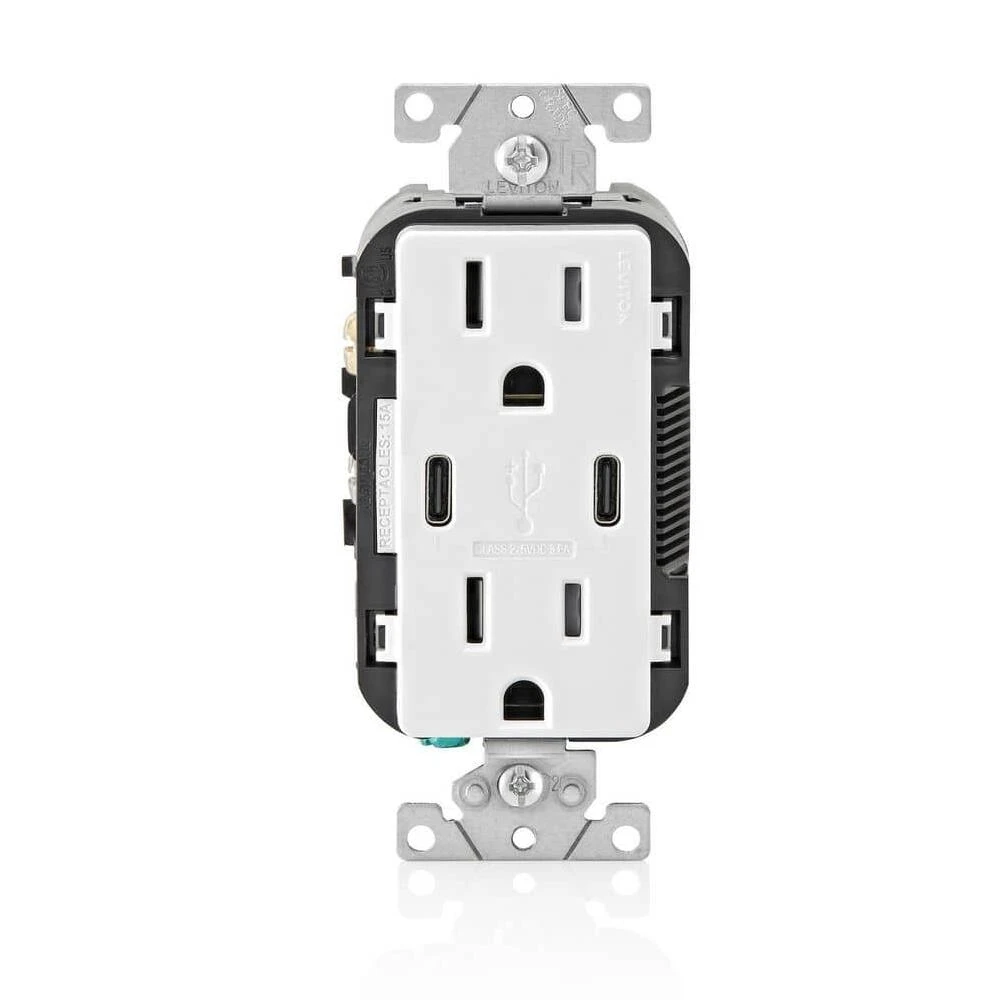 15A USB Duplex Wall Outlet – Dual Power Socket with Fast‑Charge USB Ports