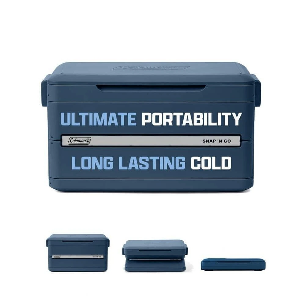 Coleman Snap ’N Go Collapsible Hard Cooler – 45 Quart Sapphire with 55‑Hour Ice Retention