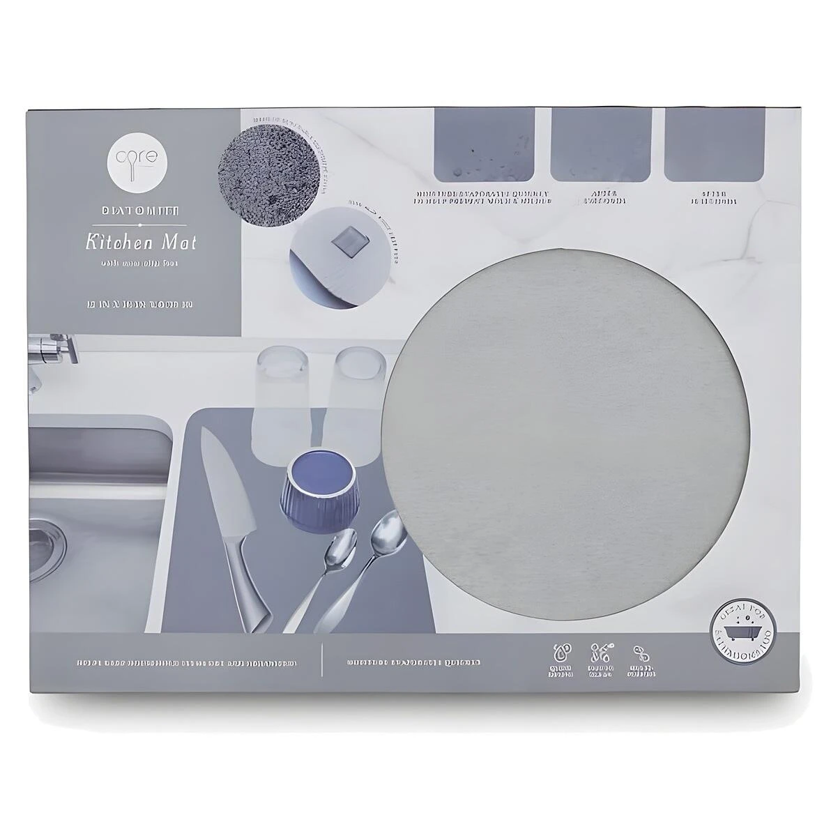 Core Home Gray Non‑Slip Kitchen Drying Mat – 16×12 in