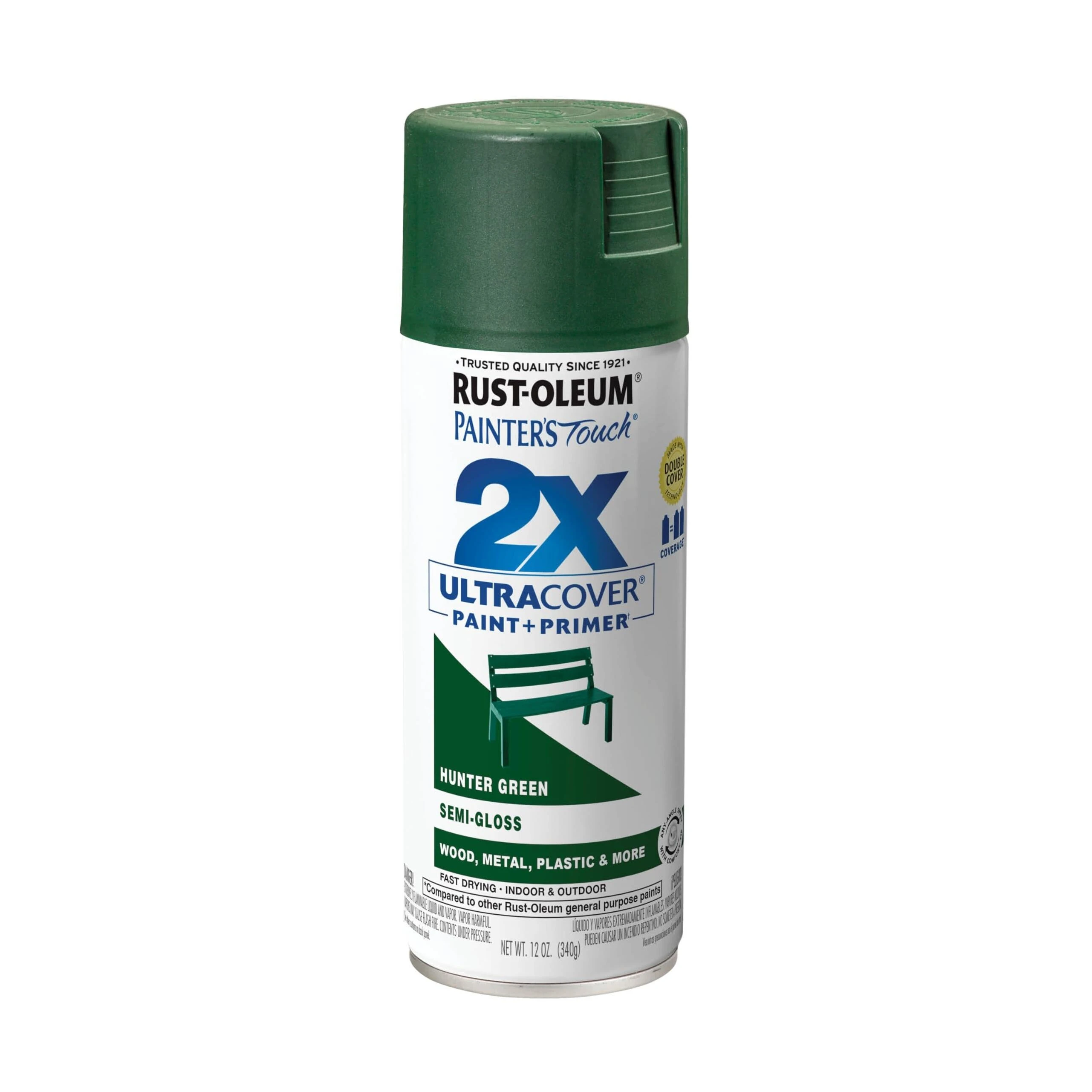 Rust-Oleum Painter's Touch 2X 249853 Semi-Gloss Spray Paint, Hunter Green, 12 Oz. Rust-Oleum Painter's Touch 2X 249853 Semi-Gloss Spray Paint, Hunter Green, 12 Oz.