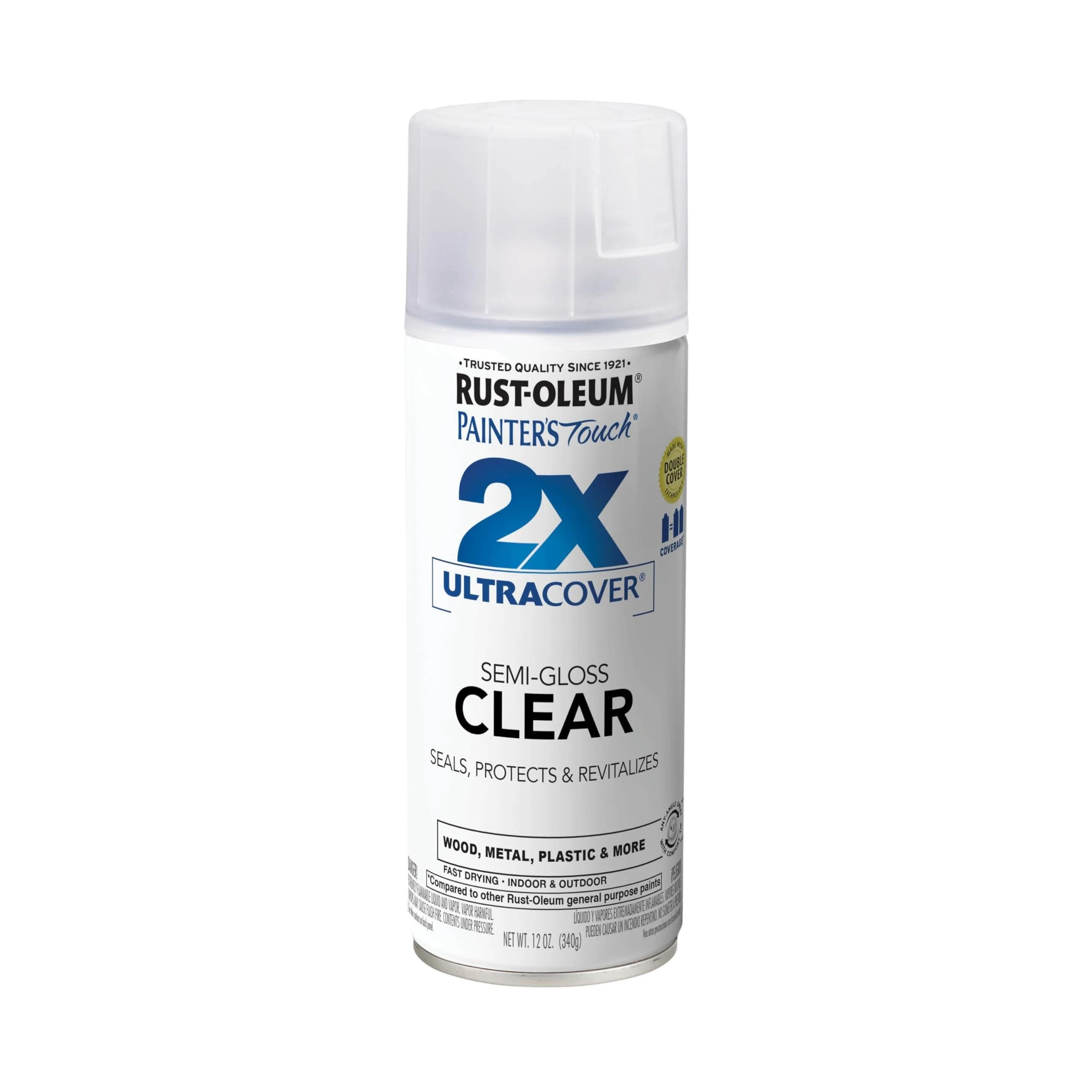 Rust-Oleum 249859 Painter's Touch 2X Spray Paint, Semi-Gloss Clear, 12 Oz
